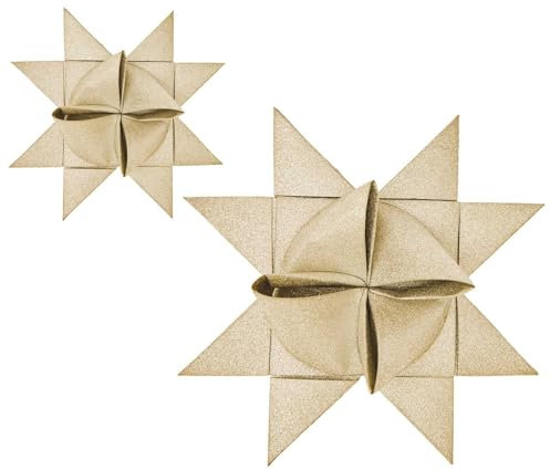 Generisch Fröbelstreifen Fröbelsterne basteln Faltstreifen Glitter Gold goldfarben 60 Streifen, 1,4x45 cm und 2,5x86 cm für 15 Sterne Glitterpapier