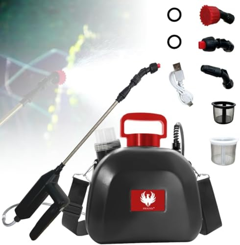 PHOENIX Elektrisk spruta Easy Sprayer 5 L - uppladdningsbar batteridriven trädgårdspuff med 3 timmars batteritid, spruta med trippelmunstycken (kon, fläkt, duschstråle), lätt, robust,