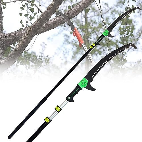 Manual Pole Saws Manual Extendable Aluminum Alloy Pole Saw with 65Mn Saw Blade, Tree Pruner Landscaping Pruning Saw with Removable Telescopic Pole 24ft/7.2m