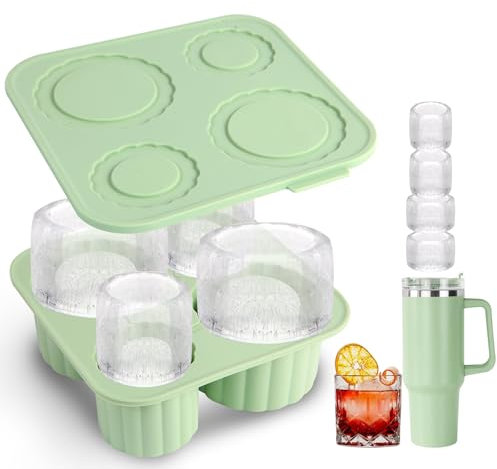 Molde de silicona para cubitos de hielo Stanley, reutilizables, huecos, para cubitos de hielo Stanley de 20 a 40 onzas, bandeja de cubitos de hielo con tapa, sin BPA, cócteles, café, whisky y helado