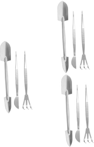 BESPORTBLE 3 Juegos bonsái Herramienta Pinzas para Mujer Pinzas para Plantas tenazas toung Scraper bonsais Herramientas de Bonsai para Principiantes pequeño rastrillo Acero Inoxidable Silver