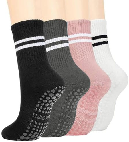 4 Paia Calze Antiscivolo Pilates Donna, Calzini Pilates Donna, Calzini Yoga, Antiscivolo Calze per Donne e Uomini, Calzini Antiscivolo Yoga per Pilates, Yoga, Balletto, Home Fitness, Tappeto Elastico
