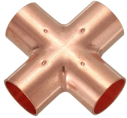 PATIKIL 1(25.4mm) Kupfer Kreuz Rohrverbinder, 4-Wege Schweiß Kupfer Endzufuhr Gleich Rohrverbinder Für SanitärinstallationKlimaanlage Kältetechnik