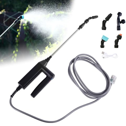 Pulverizador a presión con batería de 3 velocidades de pulverización, 7.4V Pulverizador eléctrico más potente para plantas, 4 boquillas ajustables Pulverizador eléctrico a presión, sin tanque de agua