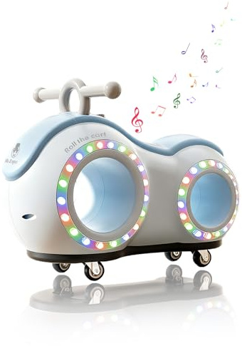 NMM Rutschauto ab 1 Jahr | Baby Car mit Musik & Licht | Kinderrutschfahrzeug mit 360° Lenkung & 30kg Belastbarkeit | Robustes ABS-Material für Indoor