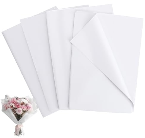 Realjoy 100 Feuilles de Papier de Soie Blanc, 50 x 70 cm, Papier Soie Emballage pour Remplissage, Fleurs, Mariages, Noël, Bricolage, Anniversaires