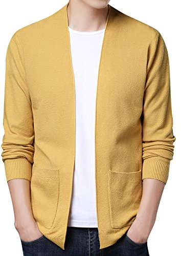 Cardigan da uomo tinta unita Cardigan maglione sottile tasche maglione maglione a maglia fine basic cardigan leggero maglione invernale con cerniera felpe a maglia