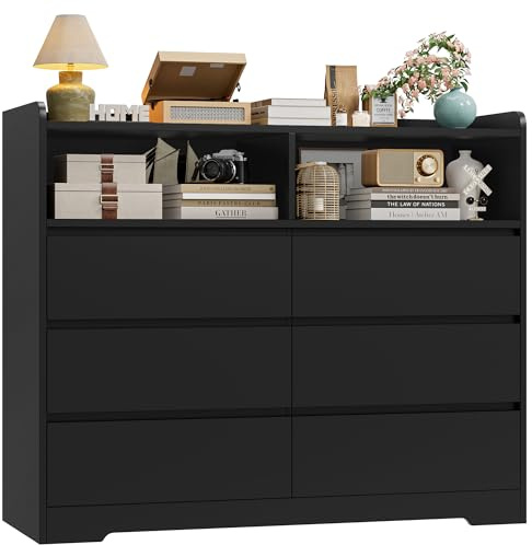 FOREHILL Chest of Drawers Bedroom Storage Cabinet Black Chest of Drawers