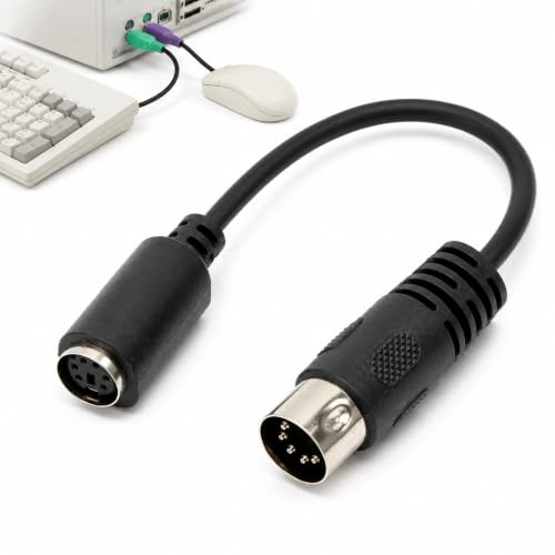Ouitble Midi--DIN-kabel tangentbordsadapter 0,15 m 5-polig DIN kontakt till 6-polig hona midi-6-polig ljudkabel, PS/2 till tangentbordskabel adapter, för mikrofon gitarr