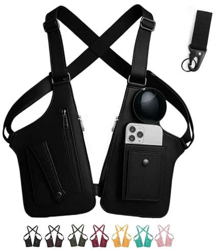 Unterarmtasche Herren, remium Leder Verstellbare Unterarm Schultertasche Für Männer Und Frauen, Leder Unterarm Schultertasche Männer, Achseln Weste Tasche Anti Diebstahl Versteckte Lagerung(Black)