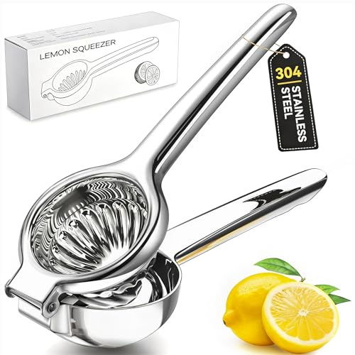 Sopito 304 Stainless Steel Lemon Squeezers Seedless Juicing for Kitchen Bar | Comfortable Handle, Built-in filter, Dishwasher Safe, 3'' Bowl Diameter, Suitable for Lemons Limes Oranges Citrus Fruits
