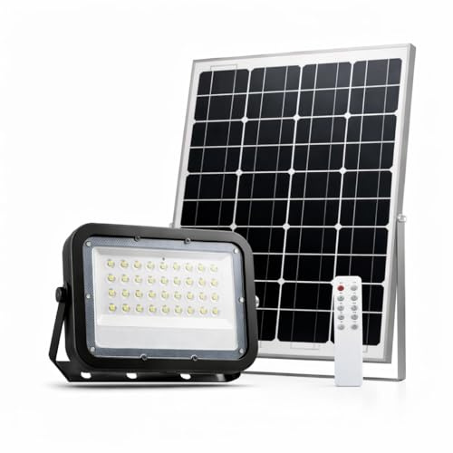 MAKA Faro LED Solare 300W Proiettore da Giardino Esterno Illuminazione Solare Potente 2200 Lumen Luce Calda 3200K Faretto Impermeabile IP65 con Pannello 15W Batteria 25000mAh e Telecomando (300 W)
