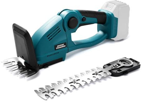 Tijeras Cortasetos y Arreglasetos 2 en 1 compatibles con batería Makita de 18 V, Cortasetos Bateria para Setos y Césped, Tijeras de Césped y Arbustos, con 2 Cuchillas Intercambiables (sin batería)