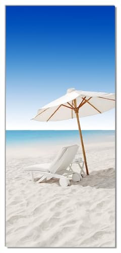 posterdepot Türtapete Türposter Sonnenliege am weißen Strand unter blauem Himmel - Größe 93 x 205 cm, 1 Stück, ktt0330