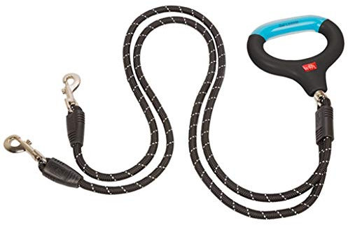 Wigzi STDDGS-BK Hundeleine Doppelleine mit Gel-Handgriffe, Black, Medium/Large Size