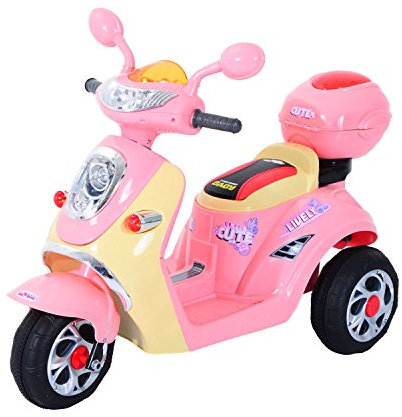 HOMCOM Kids Electric Ride On Toy Car 6V Electric Motorbike with Chargeable Battery Headlight and Music for 3-5 Years - Pink