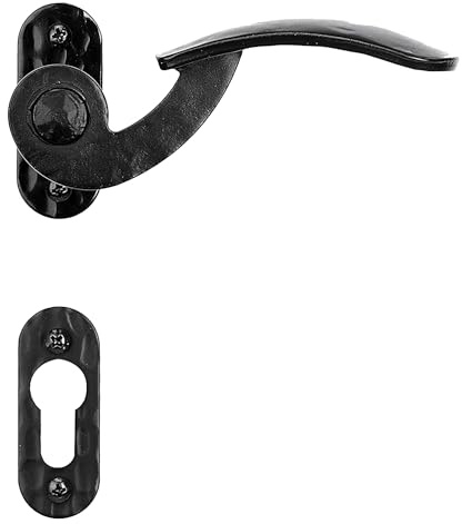Gedotec Rosette Fitting Black Door Antique Gartentor Handle - Tilly-R | Wrought Iron Matte | Pz Profile Cylinder | 1 Set - Design for Gates & Room