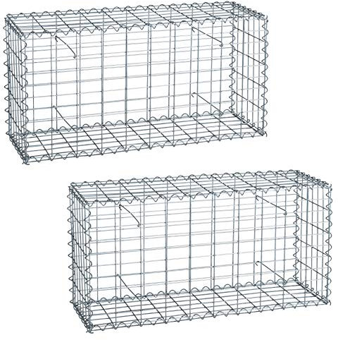 ESTEXO Gabionen im 2er Set 100x50x30 cm, inklusive Spiralen und Distanzhalter