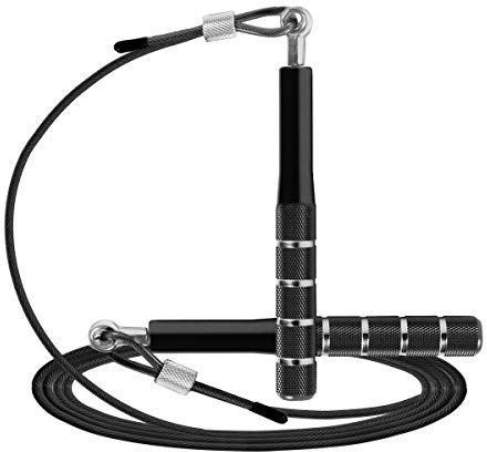 Jump Rope, Wastou Speed Jumping Rope for Training Fitness Exercise, Adjustable Adults Workout Skipping Rope for Men, Women, Kids, Girls (Black)