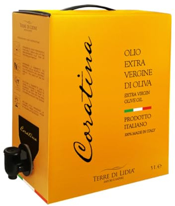 Terre di Lidia - Olio extravergine di oliva - 1 bag in box (3 L) - scatola con rubinetto laterale - Filiera corta, Campagna 2025/2026 - Varietà Coratina, Gusto intenso - Produzione 100% italiana