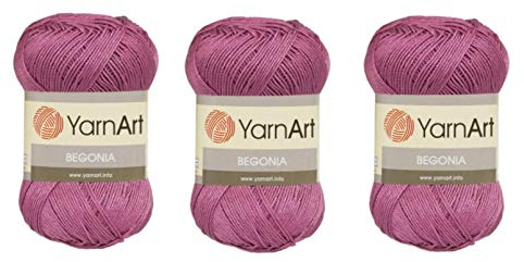 Yarn art Begonia 100% algodón mercerizado, lote de 3 madejas, cada una de 50 g (169 m), Fine Sport: 2 (0075)