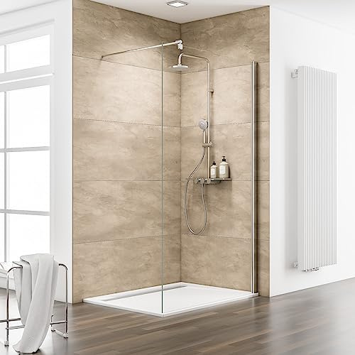 Schulte paroi douche italienne 120x200 aspect chromé réversible verre 8mm | verre trempé plage de réglage de réglage 118.5-120.5cm
