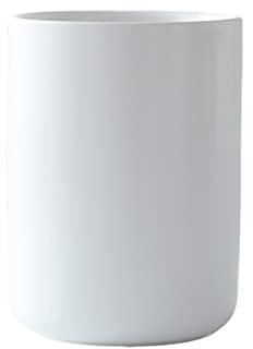 SUNFECILI Grand Porte-ustensiles en Céramique pour Comptoir, Porte-ustensiles de Cuisine avec Base en Bois de Bambou, Facile à Nettoyer, Pot à Outils, Blanc