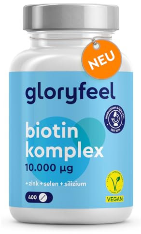 Biotin Hochdosiert 10.000mcg - 400 Tabletten (+1 Jahr) - Biotin Zink Selen für Haut, Haare & Nägel* - Mit Vitamin C, Silizium & B5 - Hoch bioverfügbar (Zinkbisglycinat + D-Biotin) - Laborgeprüft