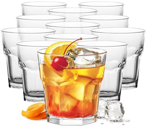KONZEPT Gläser Set 12 teilig - 240 ml, stapelbar und Pb-frei, Trinkgläser aus kristallklarem, hochwertigem Glas, ideal für Drinks, Säfte, kohlensäurehaltige Getränke und Wasser