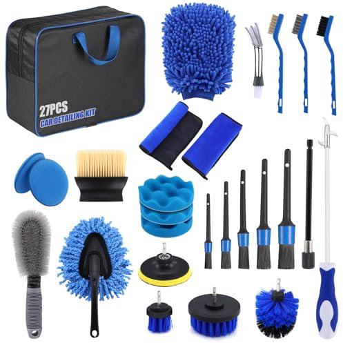 GOYOXOKY Car Cleaning Kit 27Pcs, Car Washing Kit Interior & Exterior With Bag, Car Detailing Kit for Car Motorcycle Bike Cleaning Interior, Exterior, Wheels, Dashboard, Vents, Car Care Gift Set