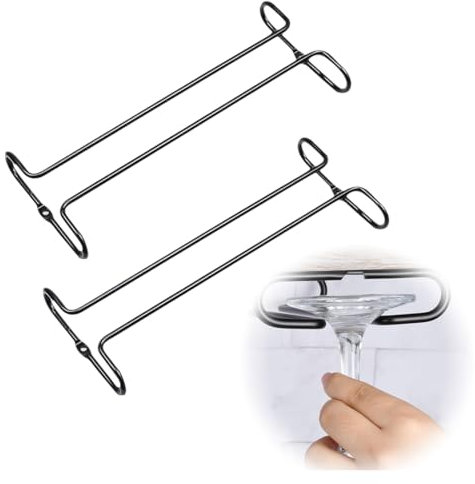 Soporte Copas Colgante, 2 Piezas Soporte Copas Colgante, Estante Colgar Copas de Vino Estante para Copas de Vino Soporte Copas de Pared con Tornillos para Hogar, Bar, Cocina, Restaurante
