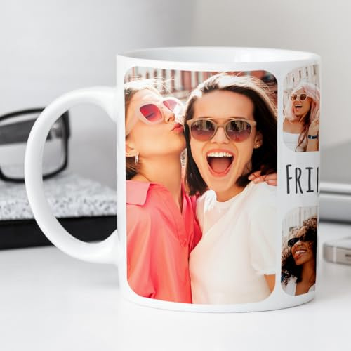 Personalised Photo Mug for Friends, Families - Custom Mug with 6 Photos and Personalised Message, Friendship Gifts for Wedding, Women, Valentines day, Mother's Day, Birthday Gifts (6 Images)