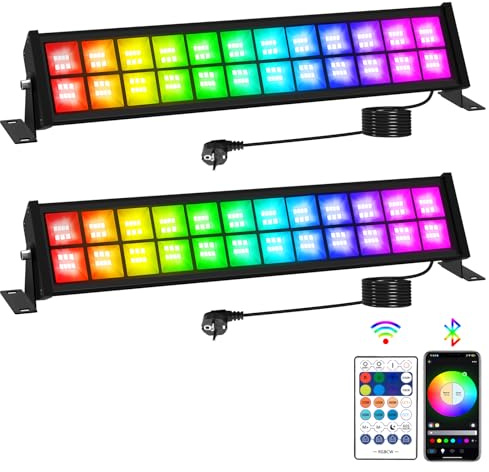 T-SUNUS RGB Strahler Outdoor, 72W RGB Wallwasher Licht WiFi mit Bluetooth APP Steuerung, IP66 Wasserdicht, LED Strahler Außen Partylichter Lightbar für Disco Bühne Feiern Garten Halloween