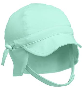 Kiokids Gorro de Sol para Bebé con Protección Solar UPF 50+, Sombrero de Verano Ajustable con Visera Ancha de 360° y Tira de Sujeción, 100% Algodón, Ideal para Playa y Piscina