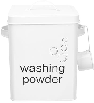 Beaupretty Cubo De Almacenamiento De Detergente Con Tapa De Hierro Organizador Para Cuarto De Lavandería Para Detergente Polvo y Uso Hogar