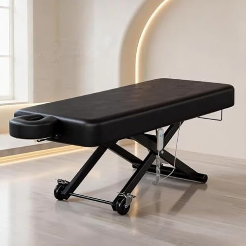 ONPNO Electric Massage Table, 34-80cm Electric Height Adjustable Spa Beauty Bed, Movable Stationary Physical Therapy Table with Towel Hook