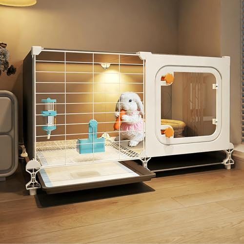 Jaula Conejo de Interior, Conejera con Bandeja Deslizable, Jaula Cobaya, for Conejos, Chinchillas, Cobayas, Animales Pequeños(70x45x41CM)