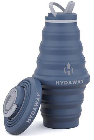 HYDAWAY Collapsible Water Bottle - 25oz I Reusable Water Bottle with Flip Top Lid for Travel, Hiking, Backpacking I Portable & Leakproof, Food-Grade Silicone, BPA Free, Collapses to 1.5”