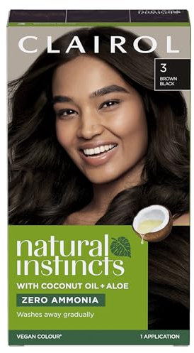 Clairol Natural Instincts Semi-Permanent No Ammonia Hair Dye, 3 Dark Brown