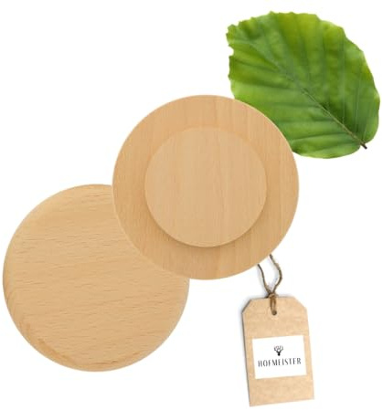2X HOFMEISTER® Abdeckung für Maß-Krüge & Weizengläser bis 8,4 cm Ã˜, Anti-Wespen-Deckel aus Holz, Schutz vor Insekten-Stichen und Schmutz im Bier-Garten, 10 cm Ã˜