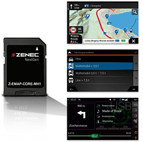 ZENEC Z-EMAP-CORE-MH1: Micro SD-Karte mit Reisemobil Navigation für alle ZENEC E>GO CORE Autoradios/Multimediasysteme, 3-D Karten für Europa, Camping P.O.I. für Wohnmobile