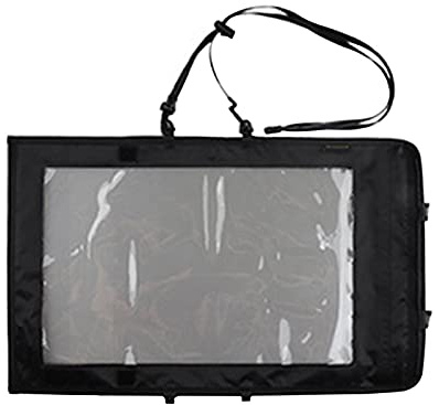 Funda para mapas, impermeable, soporte para mapas de senderismo con ventana transparente y cordón, funda de plástico transparente para documentos de camping y electrónica (color negro)