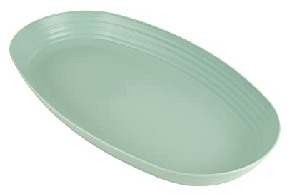 Cofan Fuente Ovalada Estilo Japonés | Pack de 6 Unidades o Unitario | Color Beige o Verde Agua | Medidas: 39 x 22 x 4,5 cm (Verde Agua, 6)