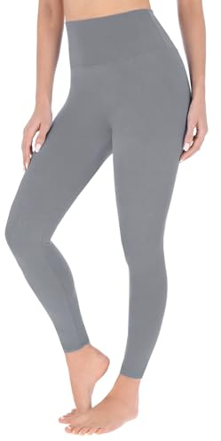 FUTURO FASHION Leggings med hög midja, fjäriliga, mjuka, avslappnade leggings för kvinnor, bekväma, vardagliga, stretchiga icke-genomskinliga leggings för kvinnor, S-XXL, grafit, S/M