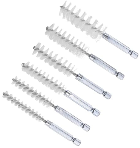 CoCud Borstset, diameter 8 mm, 10 mm, 12 mm, 15 mm, 17 mm, 19 mm, metallborstar rengöring av rostfritt stål 304 sexkantigt skaft 1/4 tum - (applikationer: för elektrisk borr), 6 st