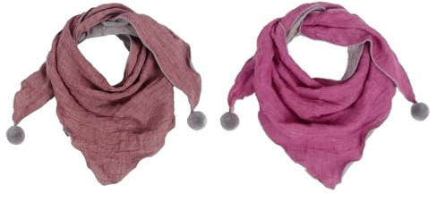 TMTGTS Foulard triangolare, 2 pezzi, 72 × 48 cm, per bambini, in cotone, con palla per capelli, morbido, per bambini, in mussola, perfetto per estate, autunno, inverno (2# + 3#)