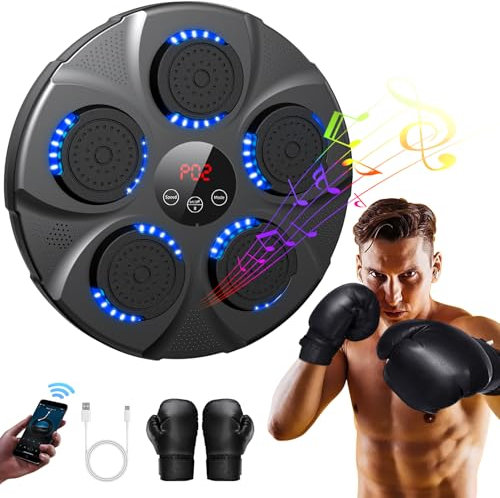 HotHands Music Boxing Machine, LED Musik Boxmaschine Unterstützt Bluetooth, 9 Geschwindigkeitsmodi und Zählmodus,Intelligente Elektronische Musik Box Trainingsgerät für Erwachsene für Haus