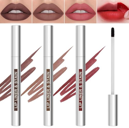 LOPHE Lip Liner, 3pcs Plump Lip Liner Lip Peel Off a Lunga Tenuta, Liner Labbra Tatuaggio per Labbra Rimovibile, Effetto Rimpolpante, No Transfer, Matita Labbra Tattoo(3ML)