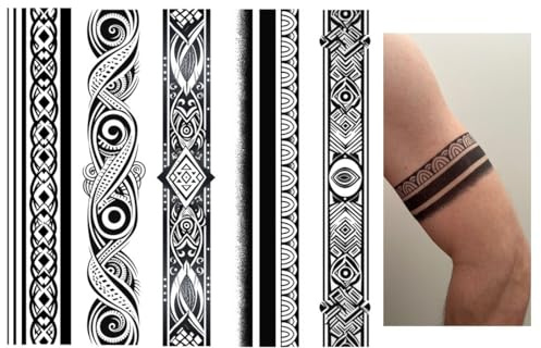 5 Blätter Temporäre Tribal Armband Tattoo Maori Design Arm Tattoo Luc5