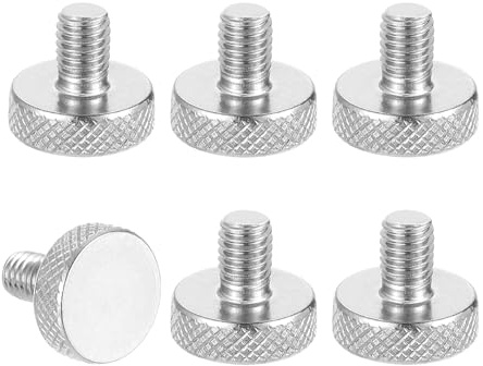 sourcing map M6x8mm Knurled Thumb Screws, 304 Stainless Steel Flat Head Thumb Screws Metric Diamond Knurled Head Bolts Grip Knobs Hand Tighten Thread Fasteners, 12mm Dia. 6 Pcs